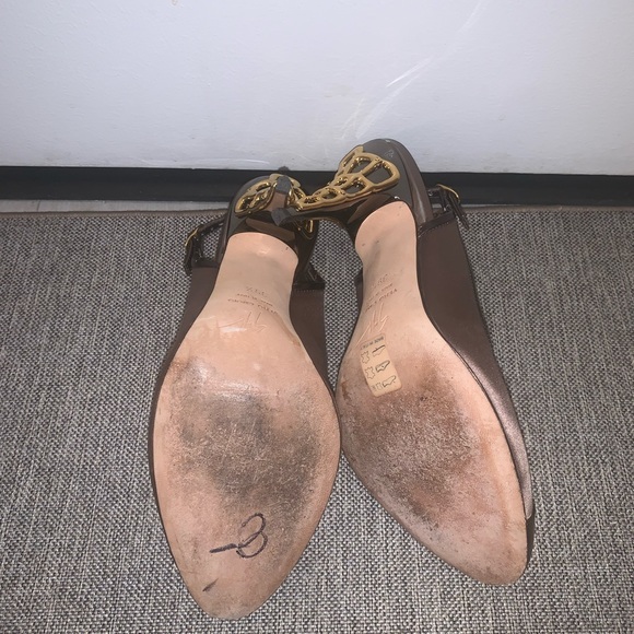 Giuseppe Zanotti Viv 100 Ritter Silk Caged Geometrical Gold Heels Size 39/5 - Picture 13 of 15